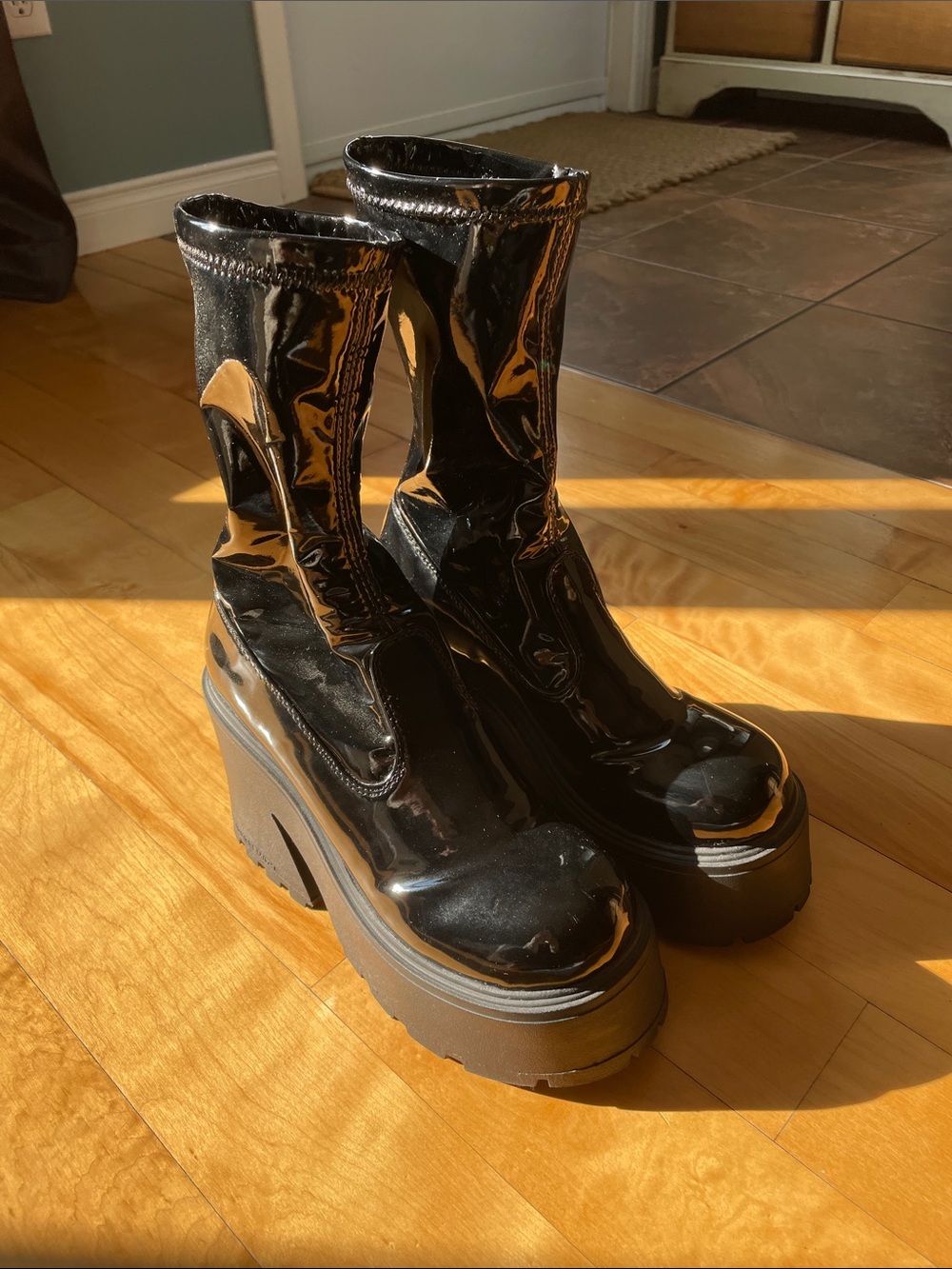 Windsor Smith Black Patent Platform Boots